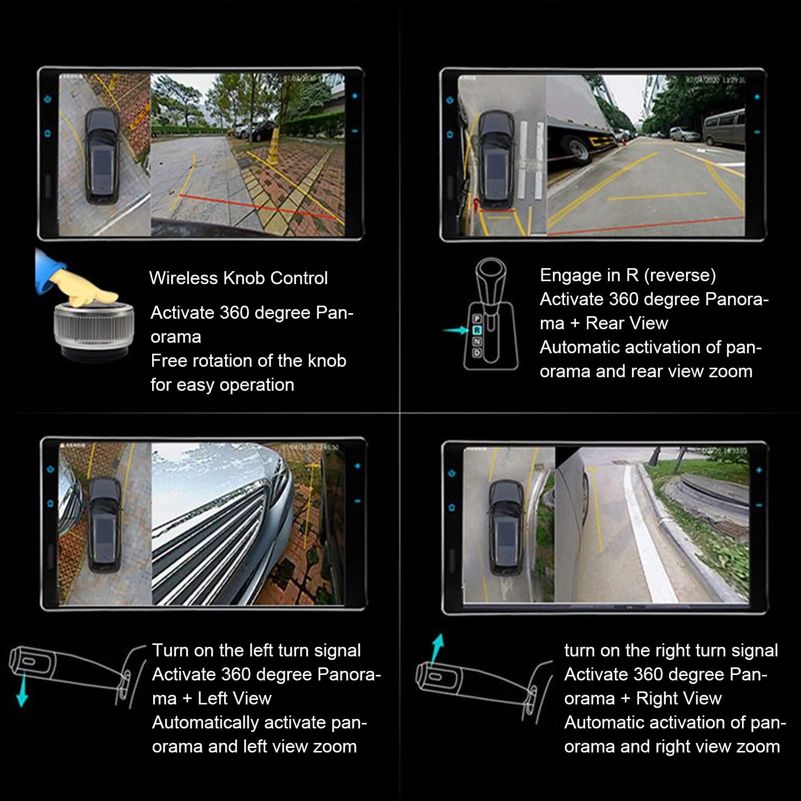 Sistema Telecamere A 360° Per Auto | Visione Notturna E Grandangolo 170°, DVR Con Monitoraggio In Parcheggio E Registrazione HD 720P