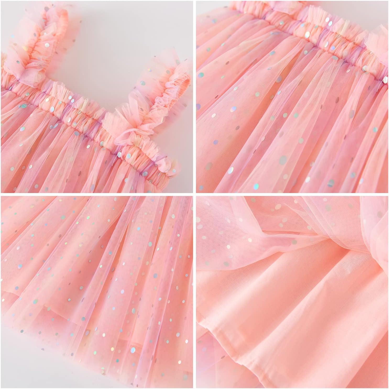 AGQT Baby Girls Tulle Tutu Dress Birthday Party Tulle Babydoll Dresses Size 6M-5T