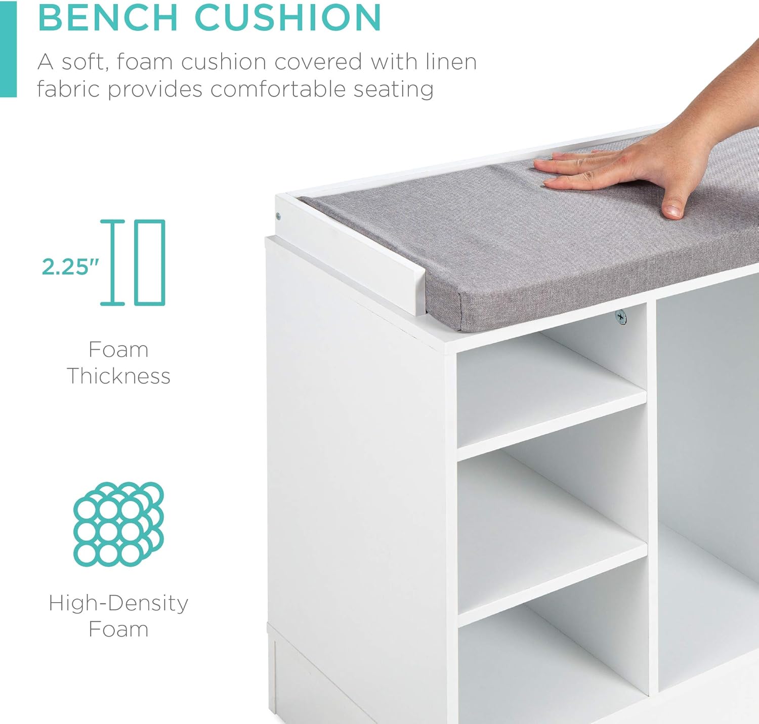 Best Choice Products 46in Multifunctional Space Saving Organization Storage Shoe Rack Bench for Entryway, Bedroom, Living Room w/Padded Seat, 10 Cubbies - White/Gray : Everything Else