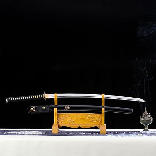 Miniatura 5 de Katana Sword Real Rayskin 9260 - Espada samurái negra y kit de limpieza profesional Katana