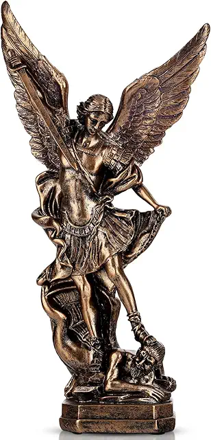 Erzengel Michael Statue Bronzeoptik – Heiligenfigur aus Kunstharz für Sammlung & Dekoration