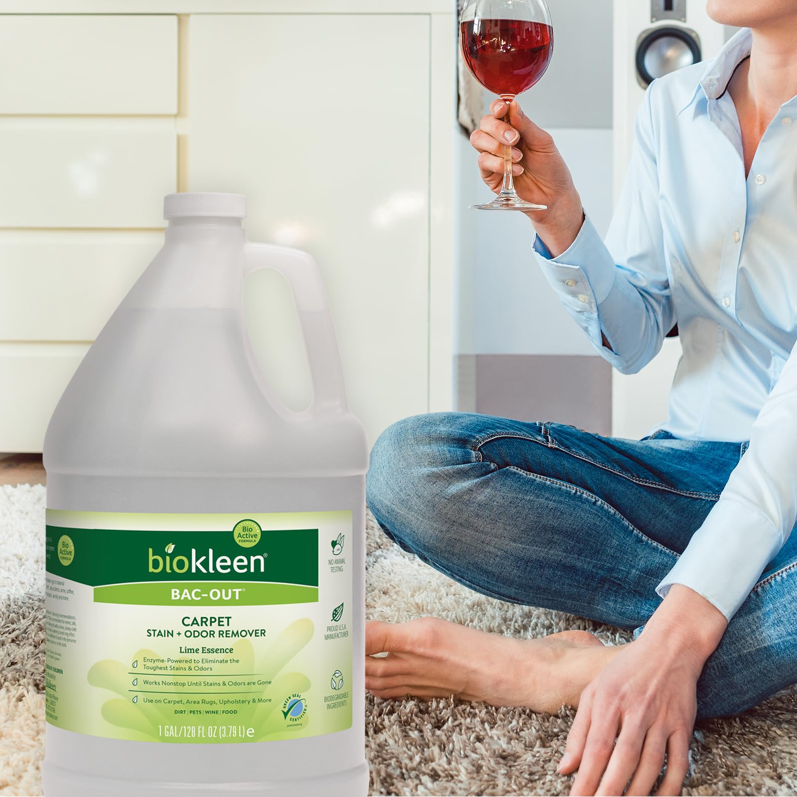 Biokleen Bac-Out Carpet Cleaner, 3,8 Litres | Nettoyant pour Tapis, Détachant et Odeur Enzymatique