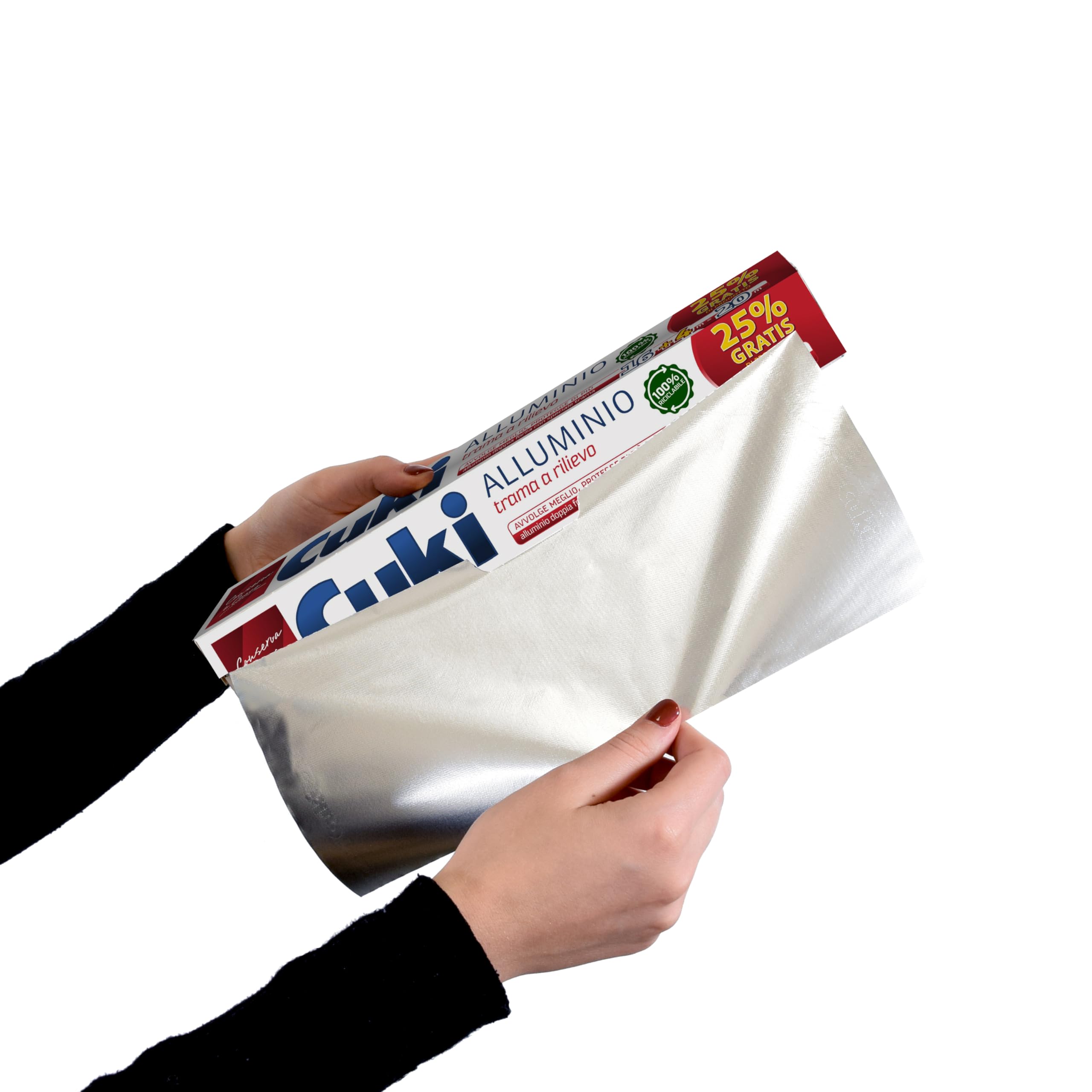 Cuki Alluminio con speciale Trama a Rilievo 16+4m, 6 confezioni da 16+4m