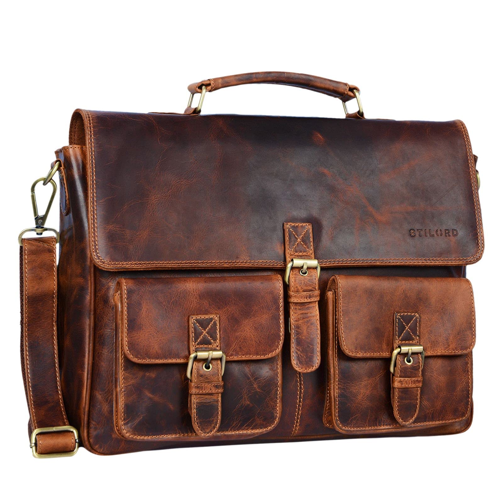 Buy STILORD 'Victor' Vintage Briefcase Men Leather modern Business Bag