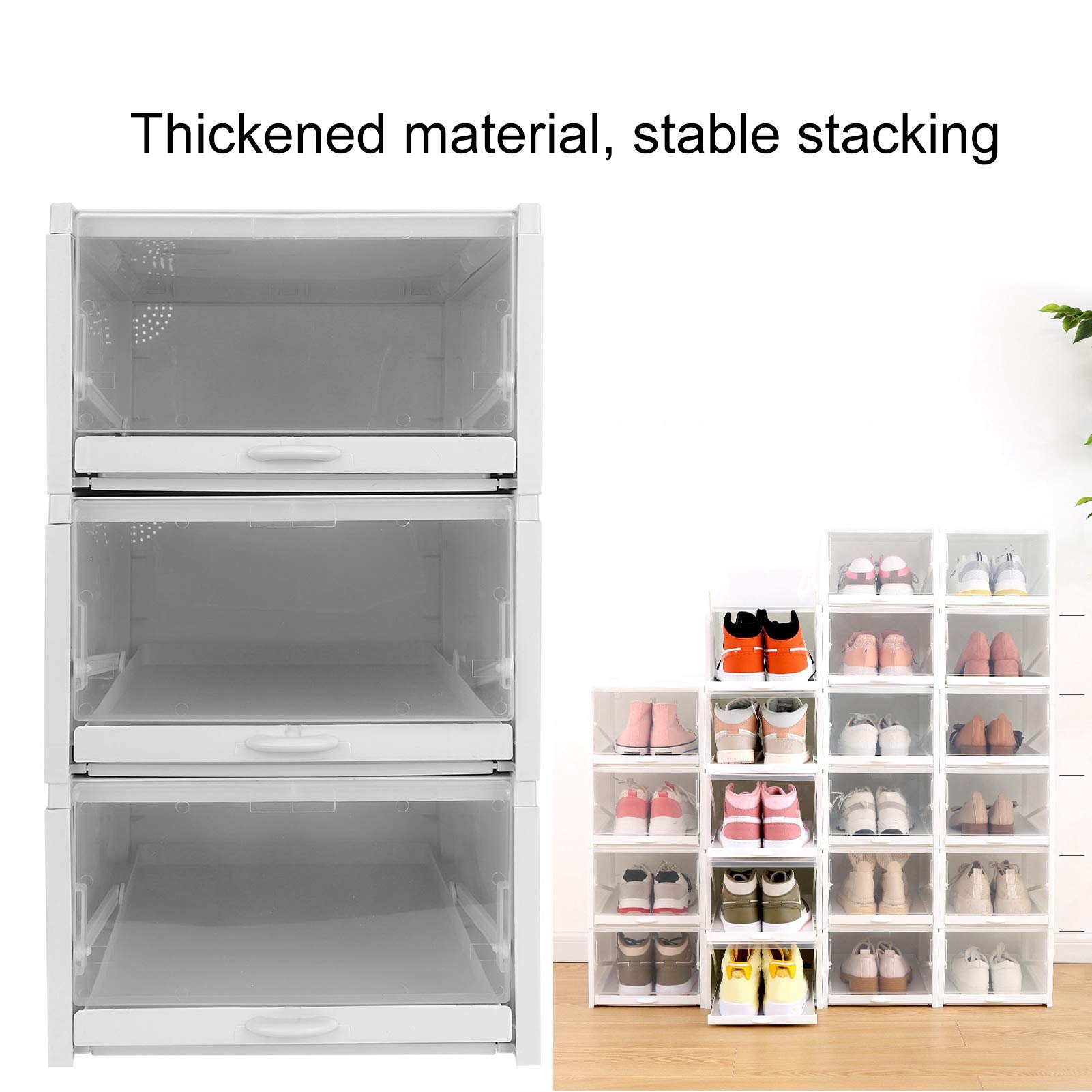 Tissting Scatola Portascarpe Impilabile, Contenitore Organizer per Cassetti per Scarpe in PP Custodia in Plastica Trasparente con Apertura Frontale Durevole per Armadietti Domestici(L*2)