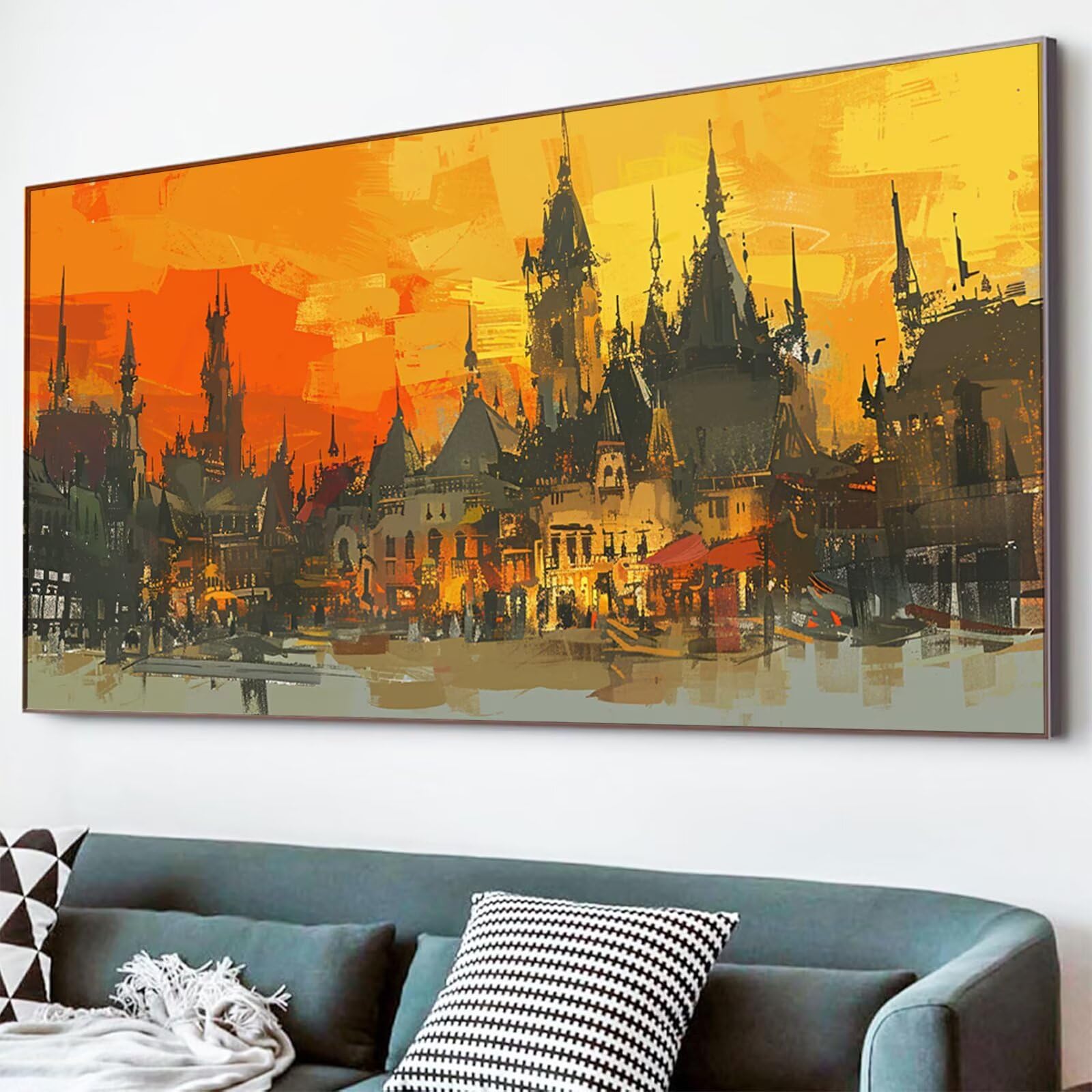 Diamond Painting Abstrakt Diamond Painting Erwachsene Schloss Bastelset Kinder ab 6 Jahre Mosaikherstellung Kreatives Geschenke für Mädchen Anfänger, Kreuzstich Arts Craft Zimmer Deko 60x120cm Y5-919