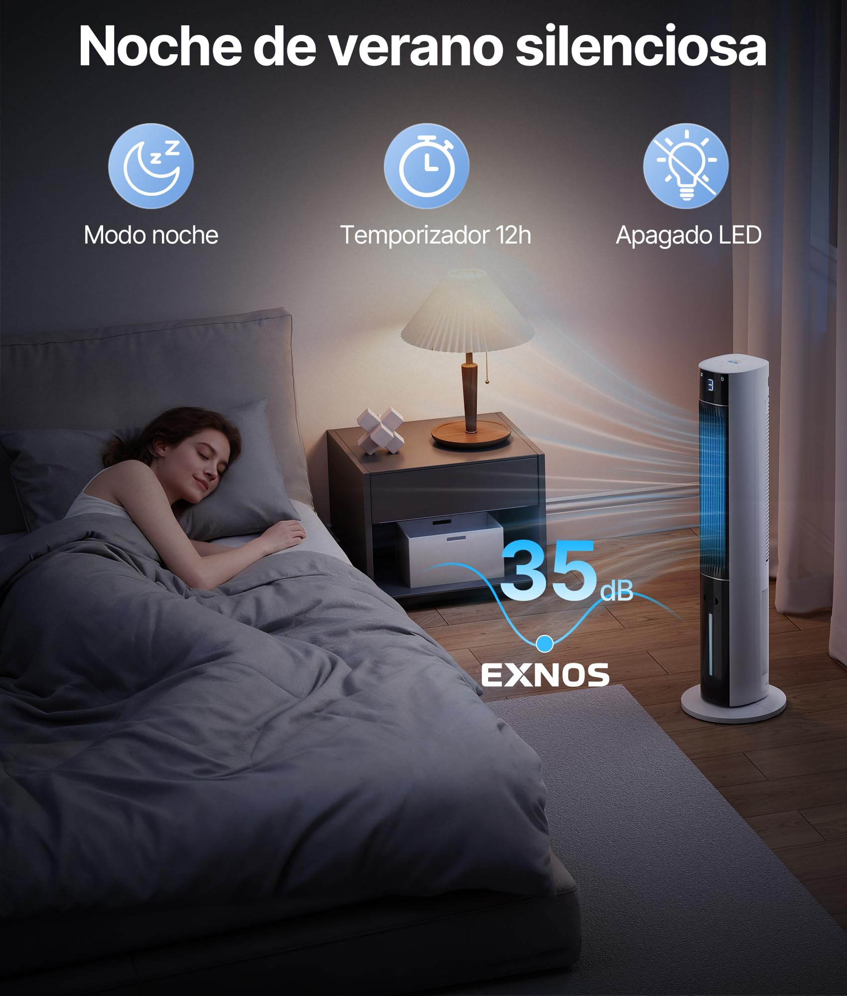 Climatizador Evaporativo Portátil- Alternativa al Aire Acondicionado Portatil Enfriador de Aire Silencioso,3 Modos, Temporizador 12H, Mando, Función Aroma, Blanco