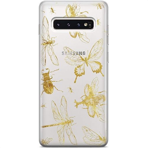 Miniatura 4 de Funda compatible con Samsung Galaxy A73 A72 5G A71 A70 A53 A52 A32 A50 A21s cubierta dorada, delgada y flexible, libélula, elegante, Beetle Girl,