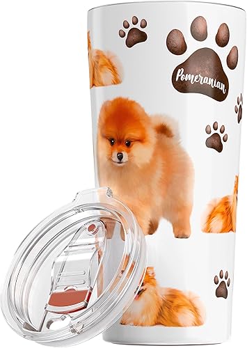 Greenline Goods Vaso aislado de Pomerania con tapa de 20 onzas, perfecto para mamás de perros, papás y amantes, taza aislada de Pomerania, diseño de