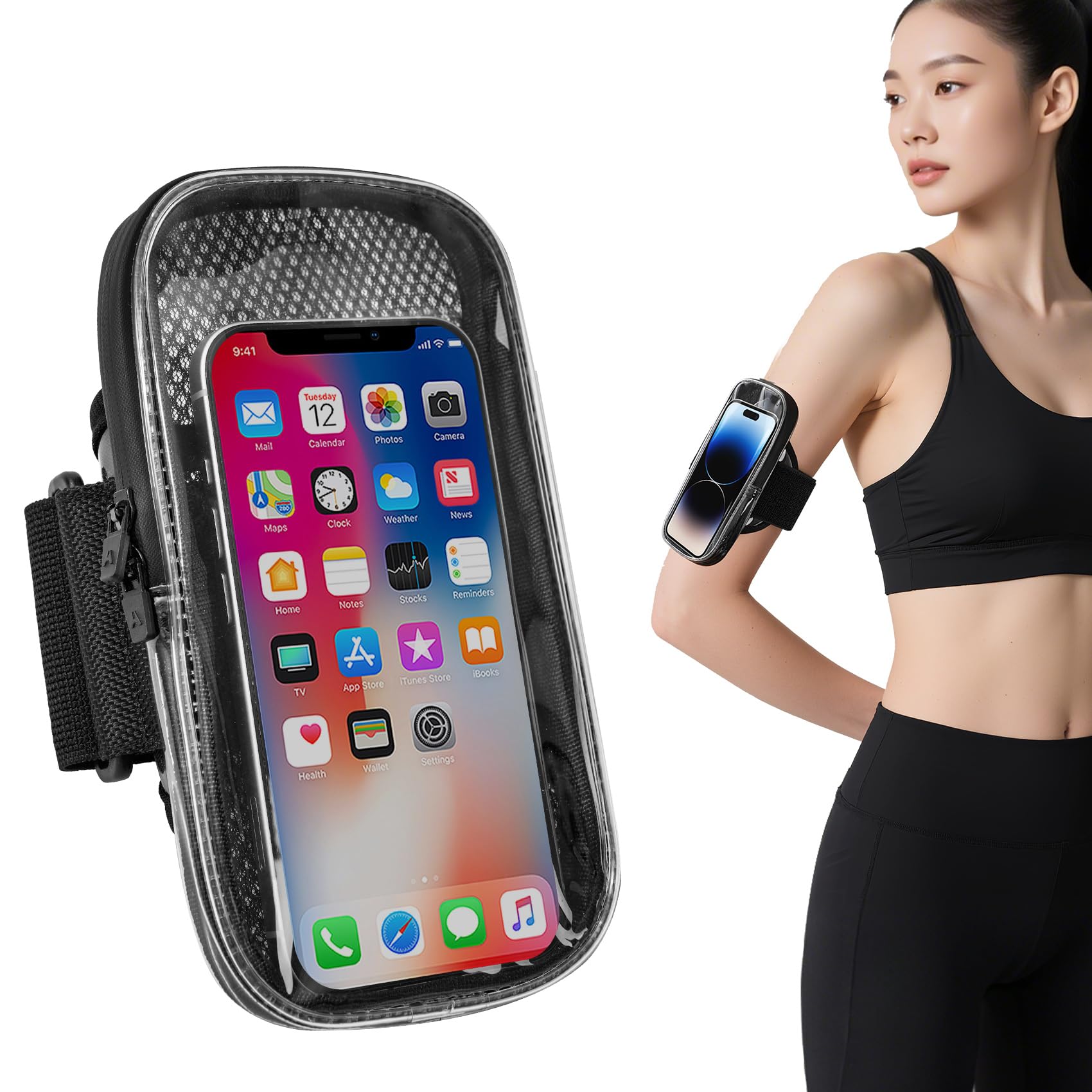 wangyue ランニングポーチ スマホ 腕 ポーチ ランニング スマホ アームバンド 腕・手首両用 防水 軽量 大画面スマホ対応 アウトドア スポーツ 仕事 通勤 男女兼用
