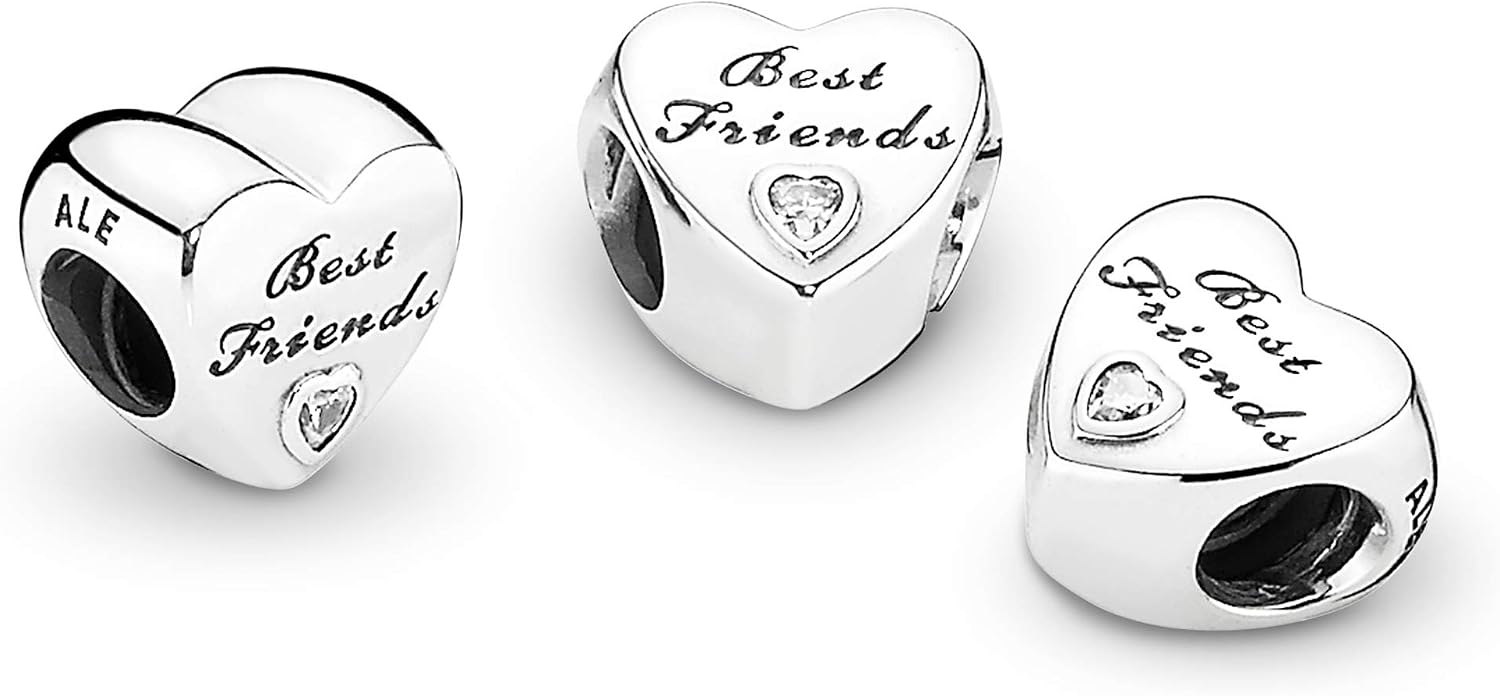 PANDORA Jewelry Friendship Heart Cubic Zirconia Charm in Sterling Silver