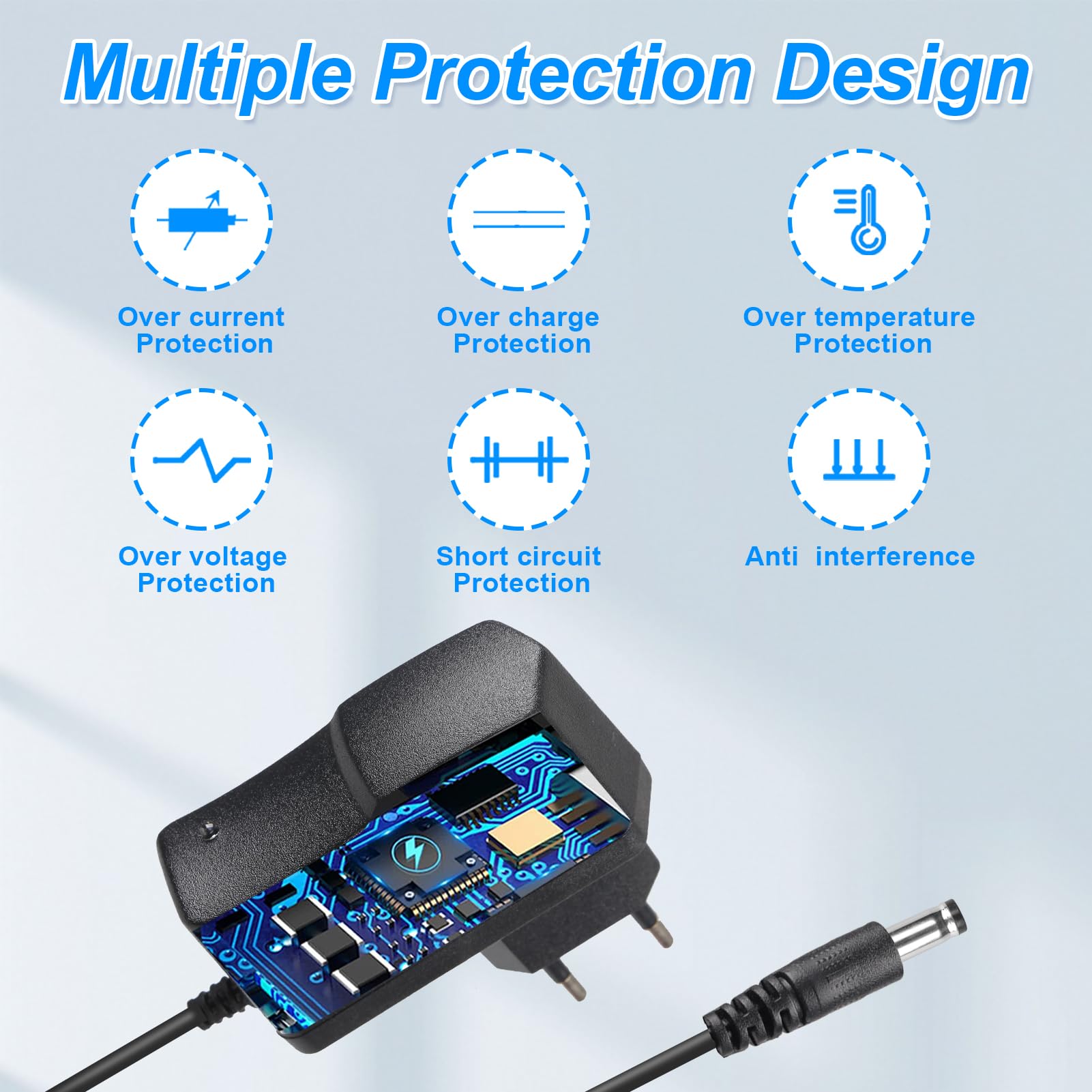 12V 1A 12W Fuente de Alimentación Universal, AC/DC Adaptador 100-240v 50/60hz Universal Corriente Transformador Cargador 5.5 x 2.5 mm para Cámara CCTV, Luces LED, Router, Monitor, Tira de Luz — view 5