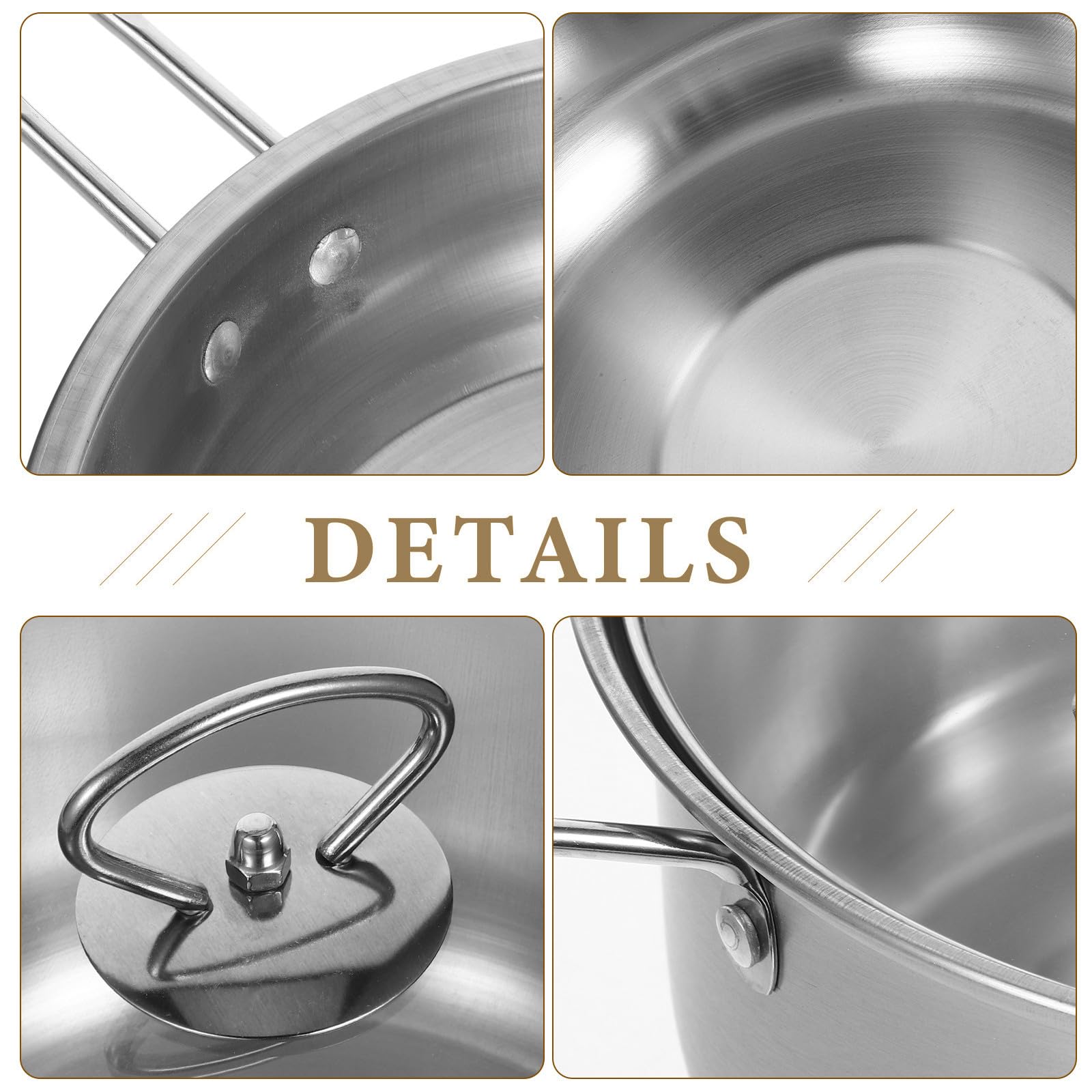 Set di Pentole da Cucina Tre Pezzi in Acciaio Inox Argento