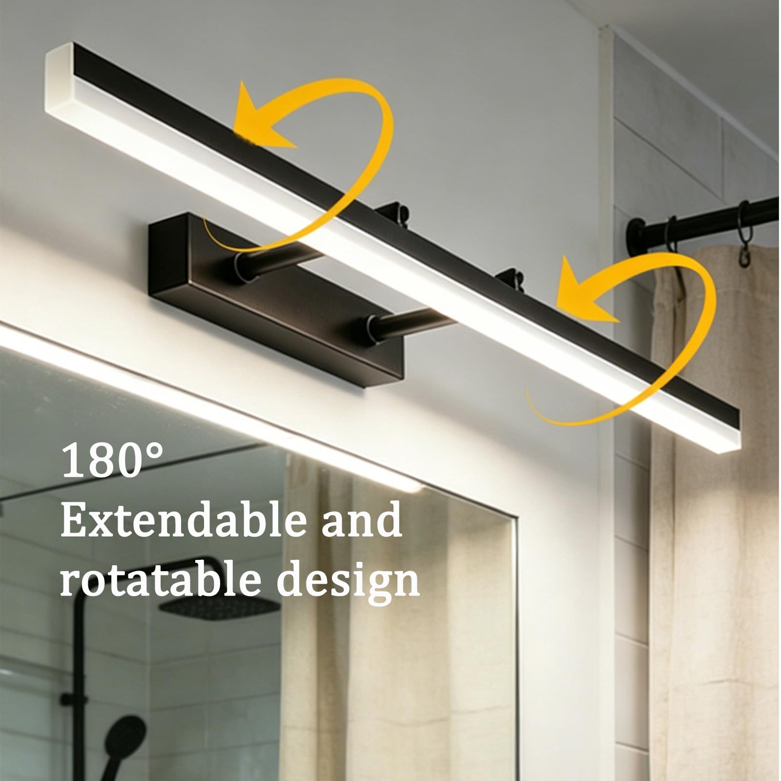 LED Spiegelleuchte Badezimmer Wandleuchten Drei Farbtemperaturen Dimmbare Modern Wandbeleuchtung Ausziehbar Einstellbar Wandlicht Wohnzimmer Schlafzimmer Schminktisch (Silber,80cm)