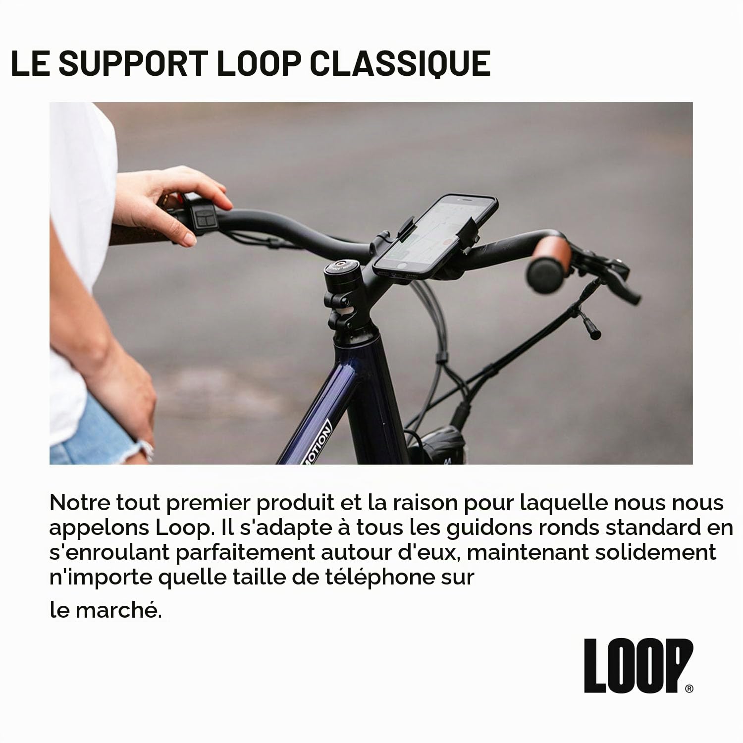 Loop Support de téléphone Universel pour vélo ou téléphone Noir