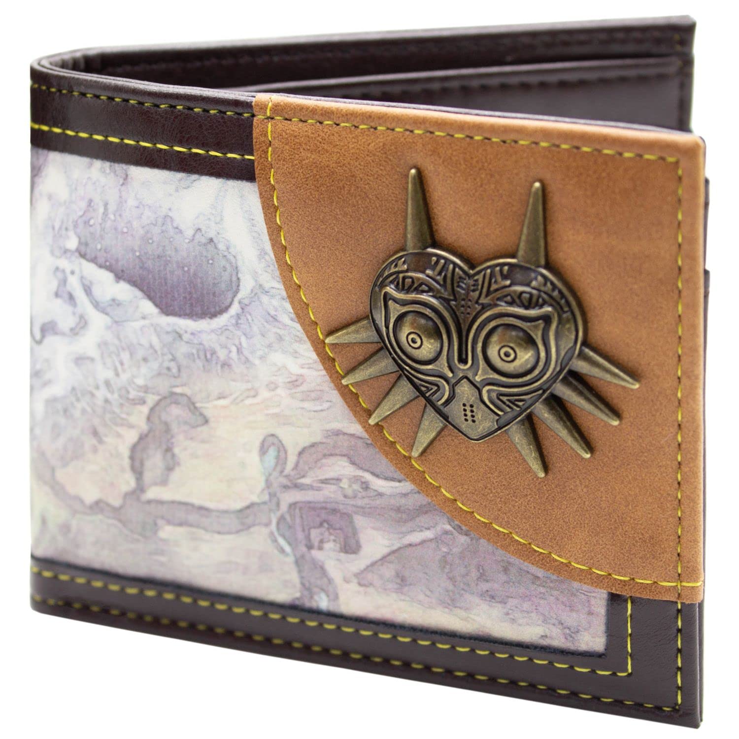 Majora's Mask Zelda Retro Karte Metall Emblem Geldbörse Bi-fold Id & Kartenhalter, Braun