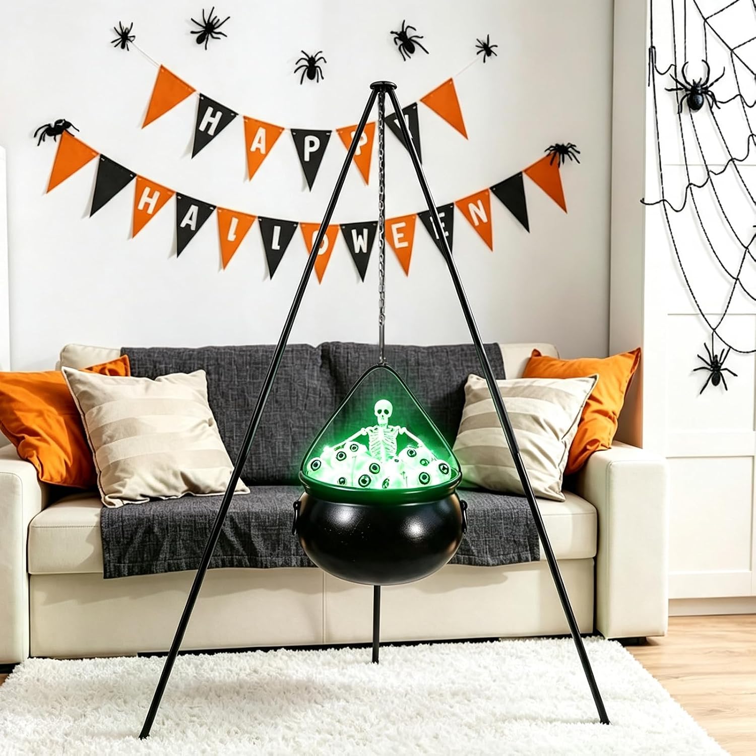 Halloween Decorations Outdoor -Witch Cauldron Kettle 54" Tripod Set image 5