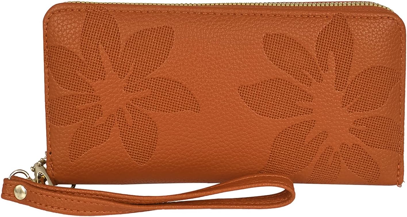 Women's Large Capacity Wallet,Multi-Functional Purse with Card Holder & Wrist Strap for Daily Use (brown)