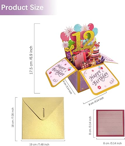 Miniatura 3 de Tarjeta de regalo de feliz cumpleaños 3D, tarjetas de felicitación de cumpleaños desplegables de papel con tarjeta en blanco y sobre, regalo único