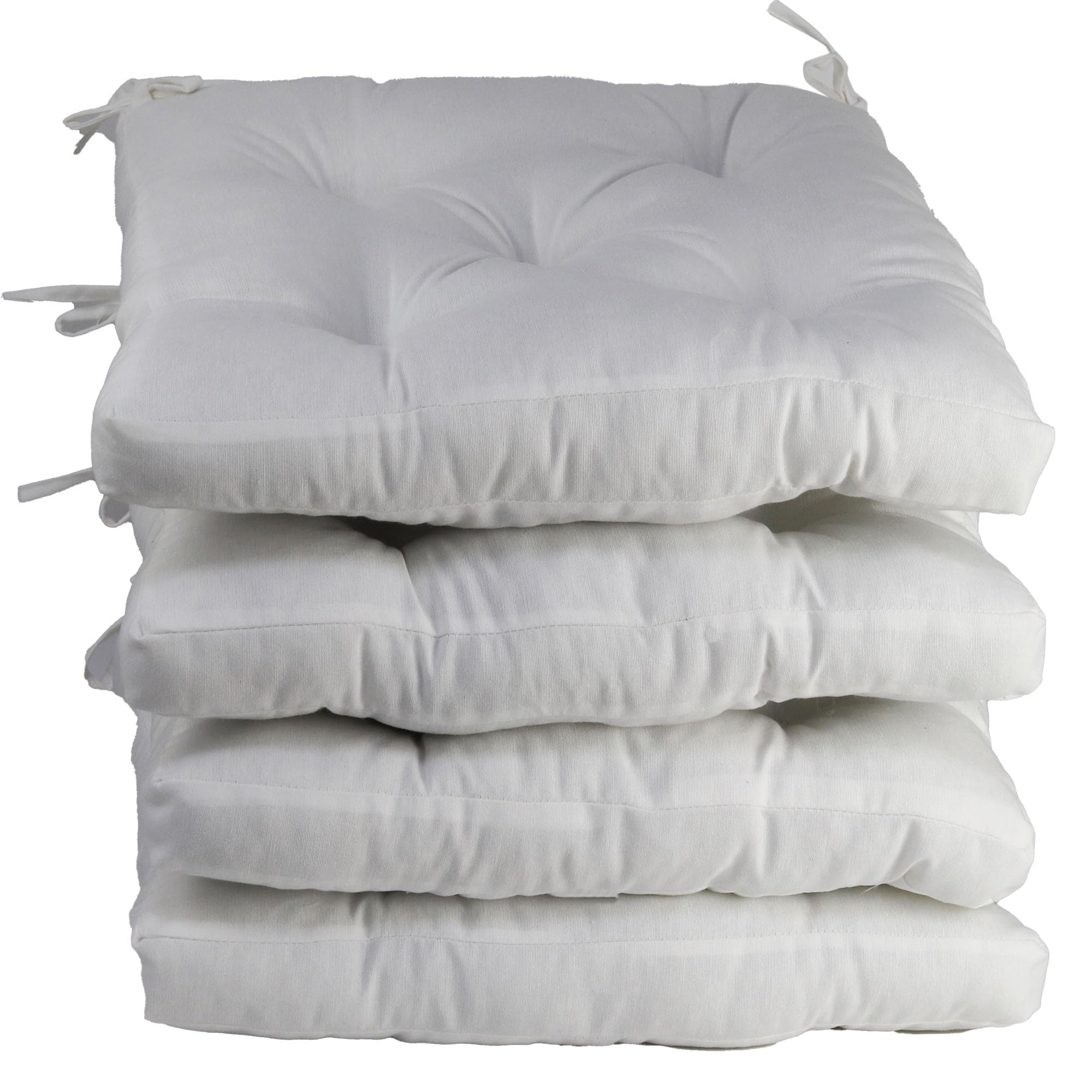 various Pack 4 Cojines para Silla，Cojin de Asiento Decorativo Funda de Poliéster y Relleno de Fibra Hueca 50x50x5cm,Ideal para Comedor, Terraza, Salón y Restaurante,Color Blanco
