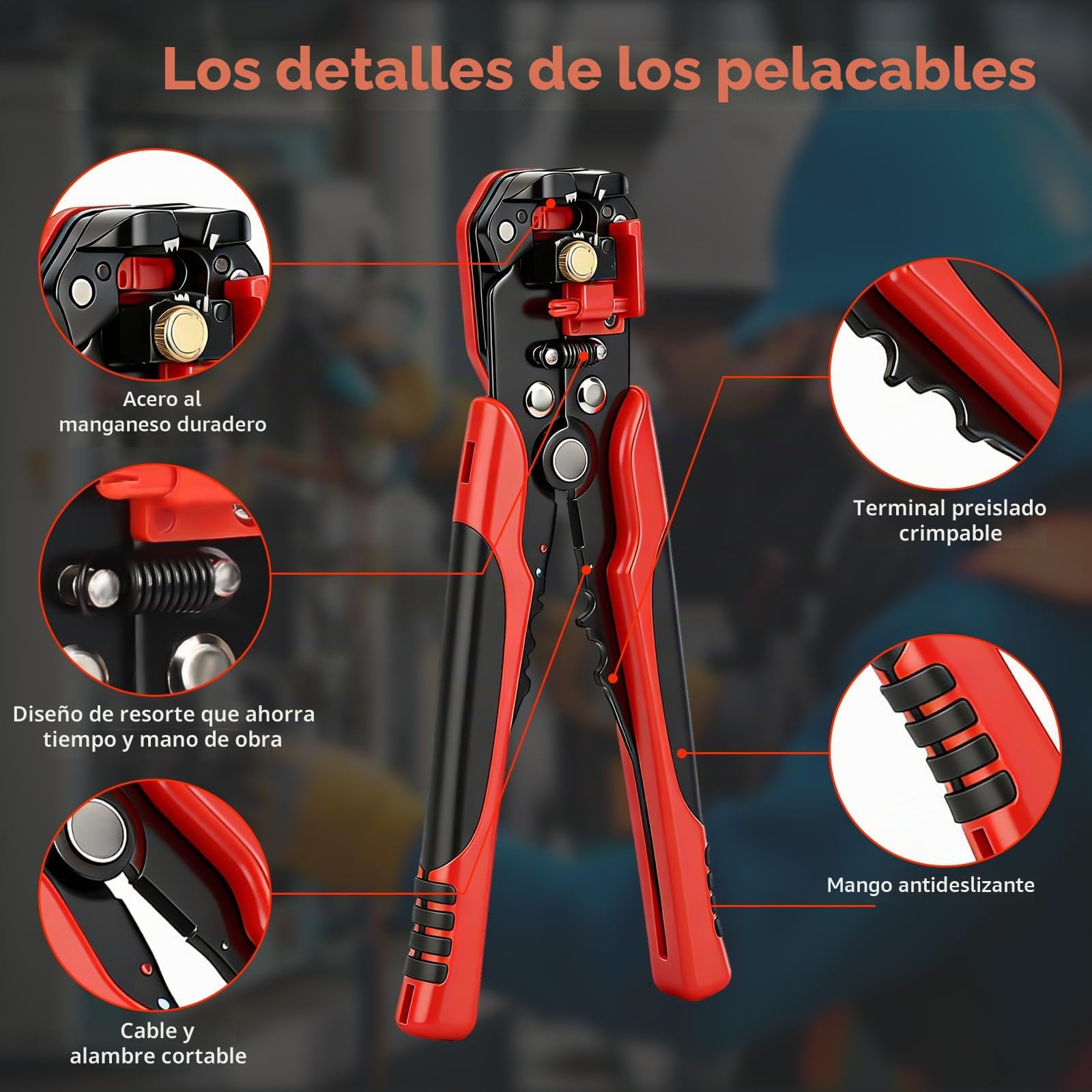 Crimpadora -Alicates con mordazas cambiables para engarzar para Cables Eléctricos, engaste con mordazas de liberación rápida para terminales de cable