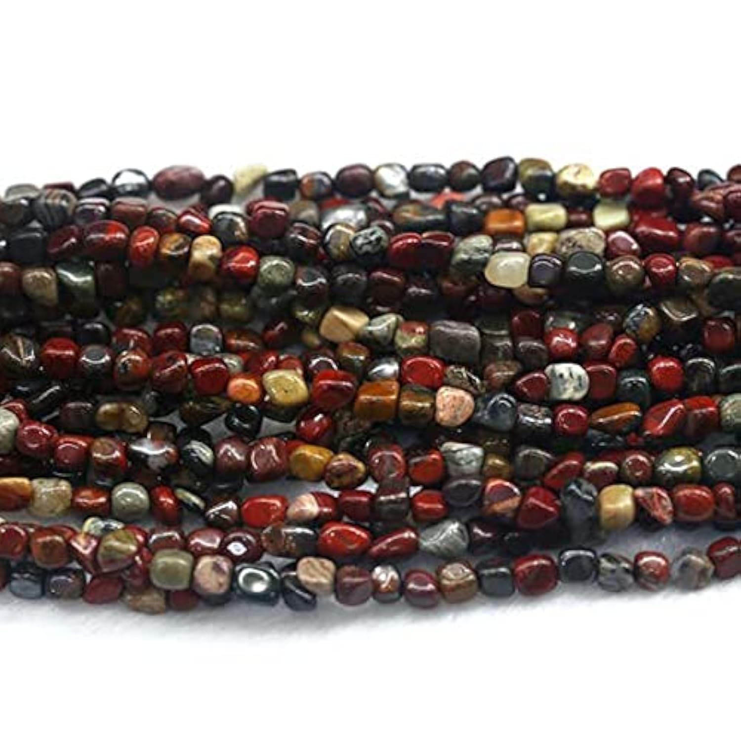 Perles jaspe naturel gris rouge argent 3x5mm en vrac pour bijoux faits main
