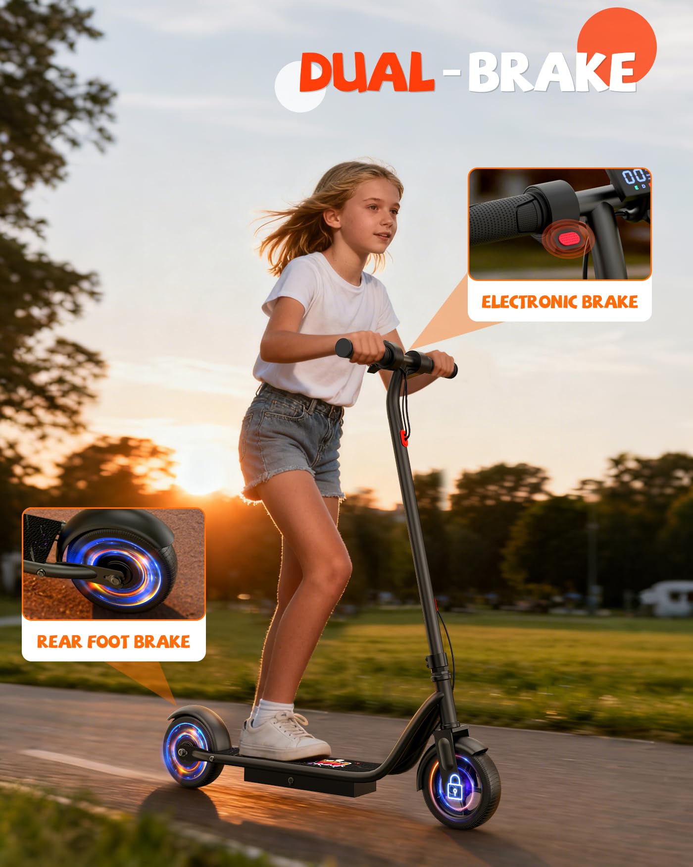 Maxshot Electric Scooter, 8.5" /10" /14" Tire, 16/19/22 Mph Top Speed, 12/16/21/27/28/49/50 Miles Long Range, Folding Escooter for Adults and Kids with Seat Bag, Dual Braking, Dual Suspension, App