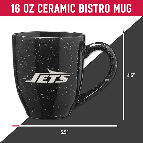 Miniatura 299 de Rico Industries, NFL Football - Taza de café de 16 oz de cerámica moteada, grabada con láser y de color de los equipos de fútbol americano de la NFL
