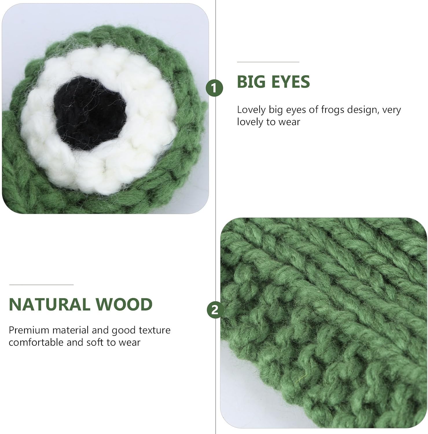Cartoon Frog Ear Protector Knitted Winter Hat, Cute Warm Woolen Beanie