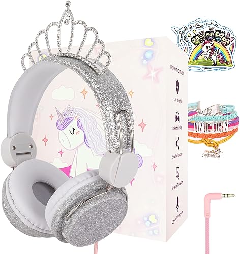 lalacosy Auriculares Princess con micrófono para viajes, escuela, coche, avión, auriculares estéreo HD con cable de nailon para