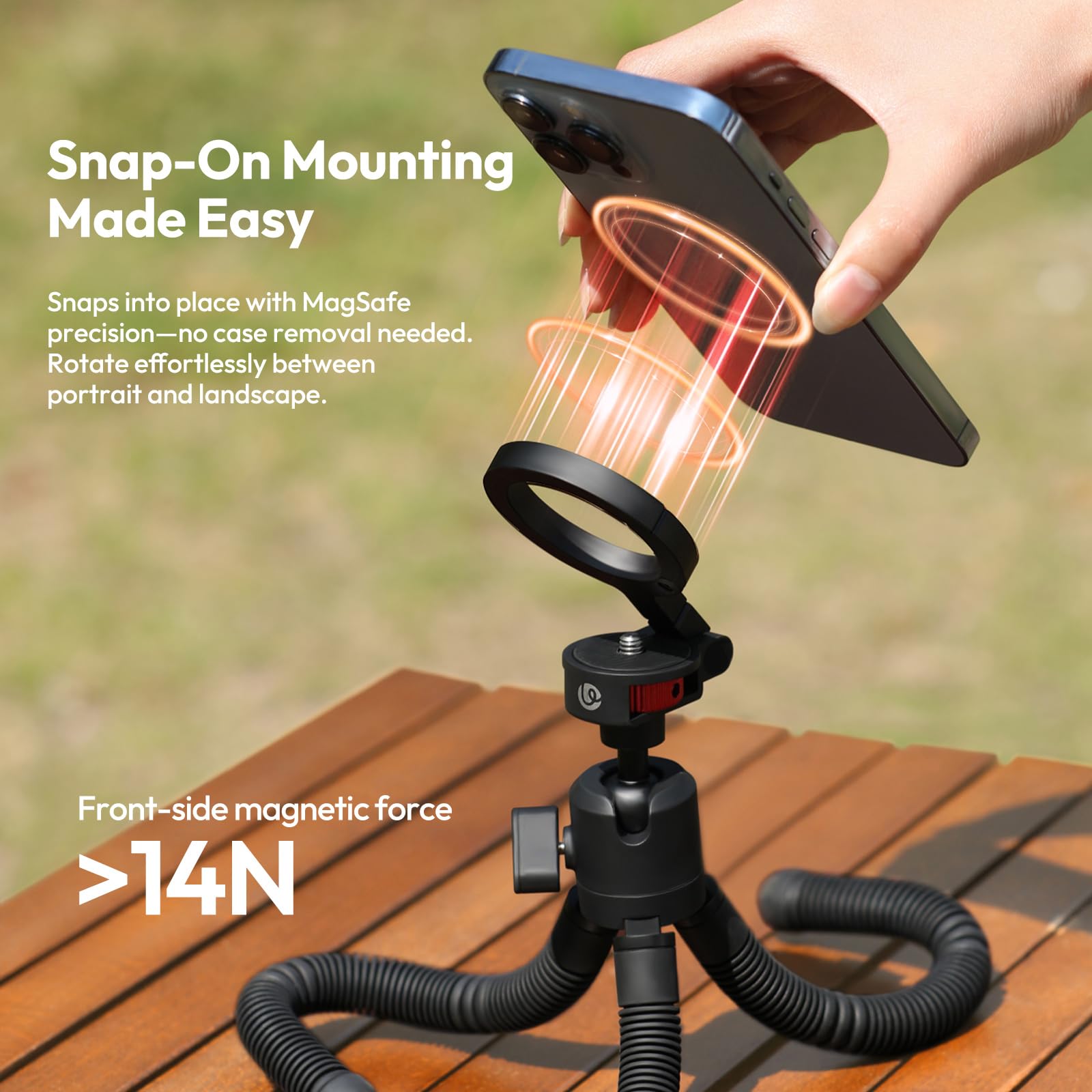 ULANZI MT30 Trípode Magnético Flexible para iPhone con Rosca de 1/4", Minisoporte Flexible para Teléfono, Minitrípode Octopus para Fotos Creativas y Grabación de Vídeo, Compatible con Cámaras MagSafe