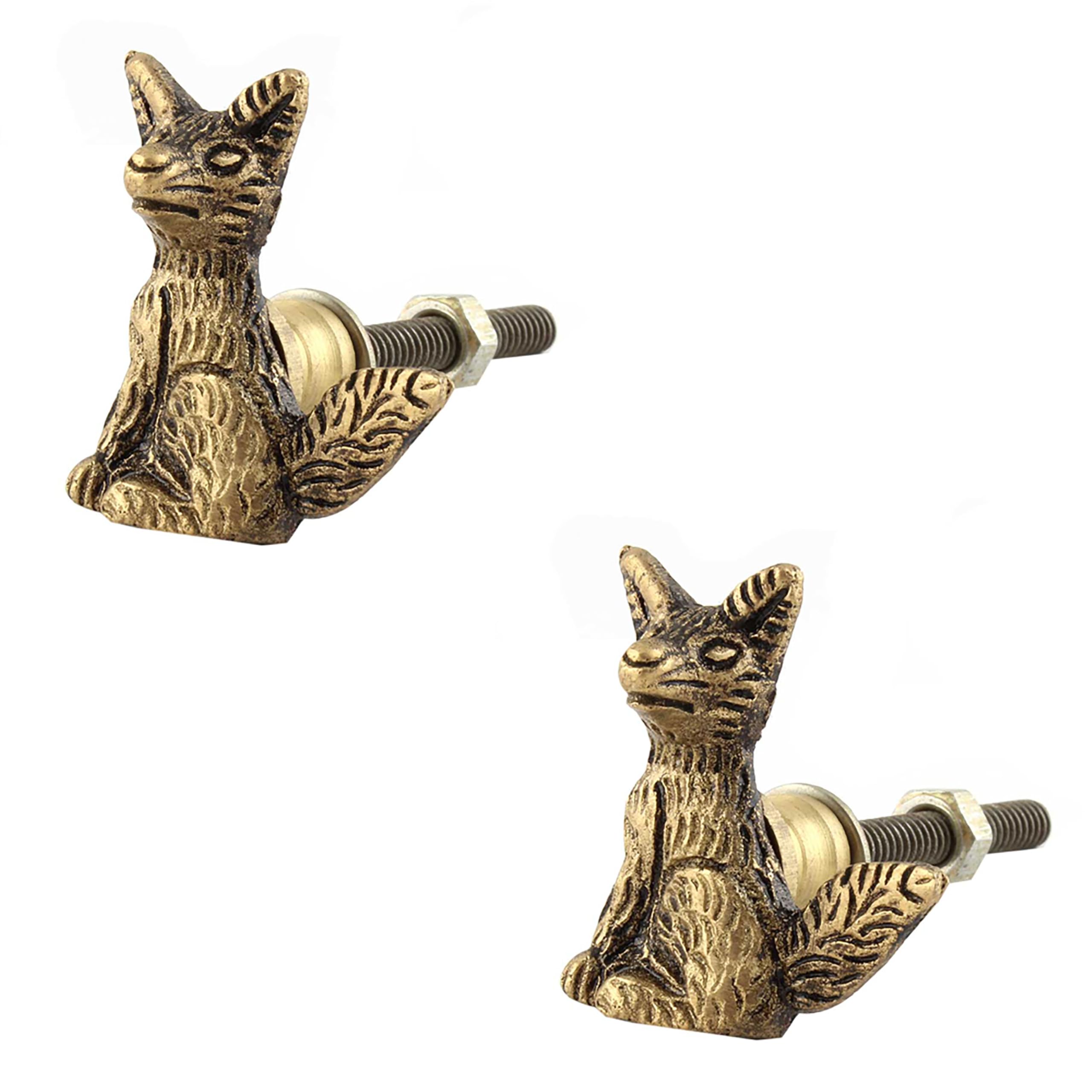 Indian-Shelf 2 Piece Gold Knobs -Brass Drawer Knob - Fox Main Door Handle Set - 3.55 cm Drawer Pulls (B07YC172JZ) Amazon Price History, Amazon Price Tracker