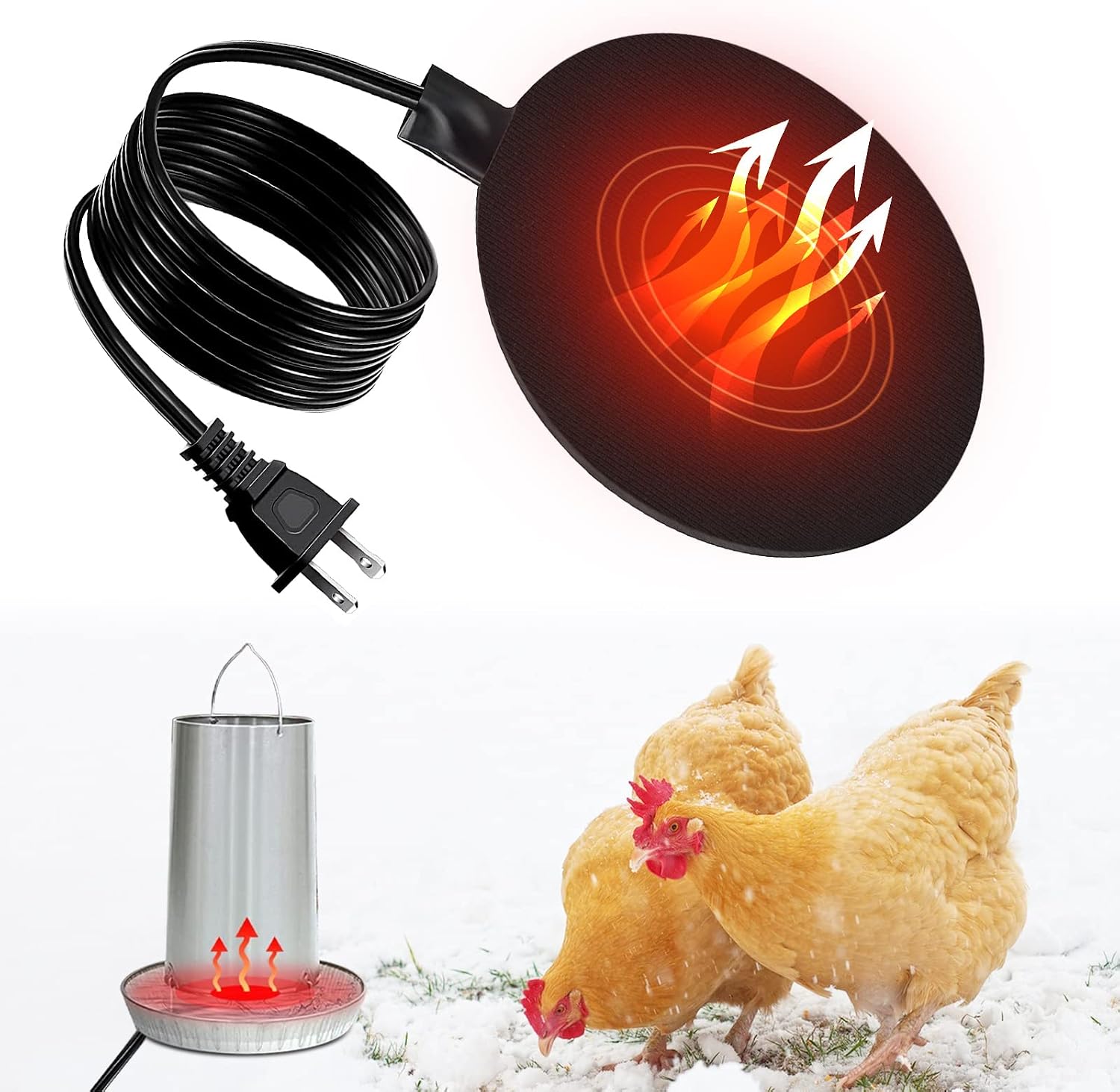 BIOGEX Chicken Water Heater, Pet Water Heater Base, 120V 35W Silicone Heated Pad with 67 Inches Power Cord for Bird, Cats, Dogs, Ducks,…