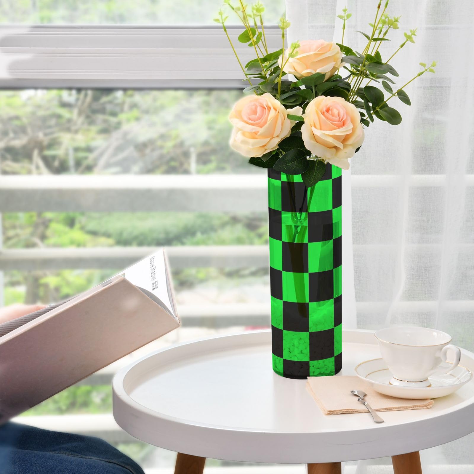 Amazon.com: DOMIKING Neon Green Checkerboard Plaid Plastic Flower
