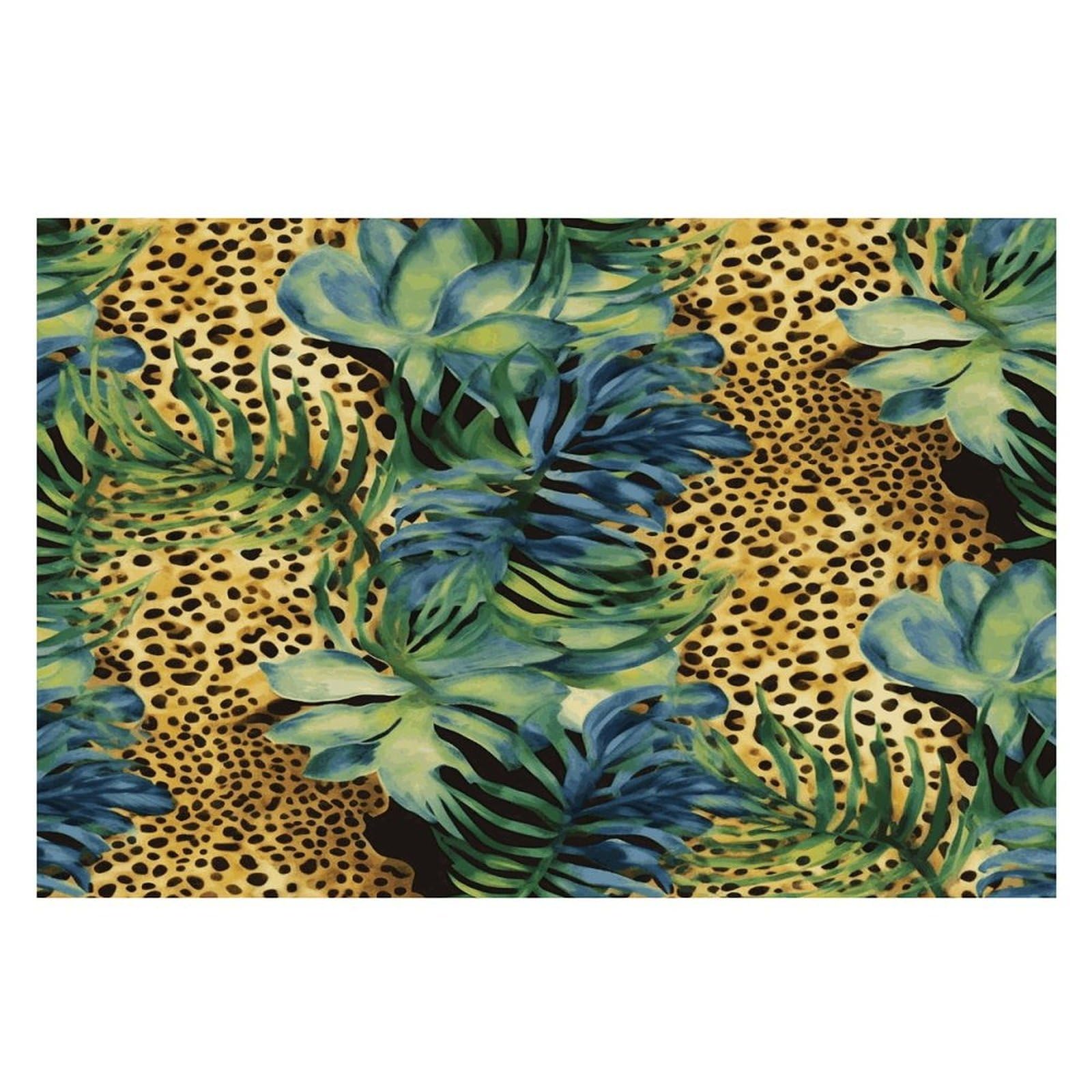 Print Animal Leopard Print Jungle Placemats Wipeable Heat Resistant Table Mats Washable Flax Place Mats Elegant Cloth Non-Slip Placemat for Kitchen Dinning Party Table Decor 12 * 18 in