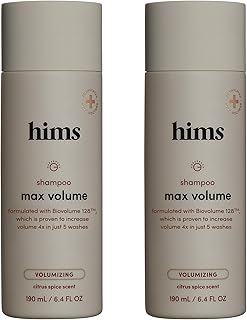 hims Max Volume Shampoo, 2 Pack - Volumizing Natural Shampoo for Men with Biotin - Adds Volume, Shine & Bounce - Citrus Spice - 2 x 6.4 fl oz