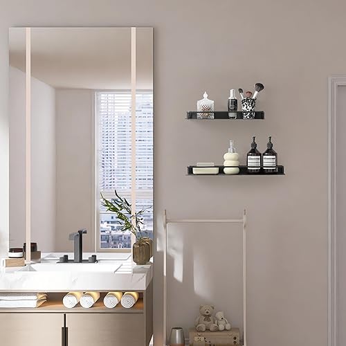 Miniatura 6 de Estante pequeño para pared, estante flotante pequeño, estante de pared negro, estantes de baño de metal, estantes flotantes de metal para baño,