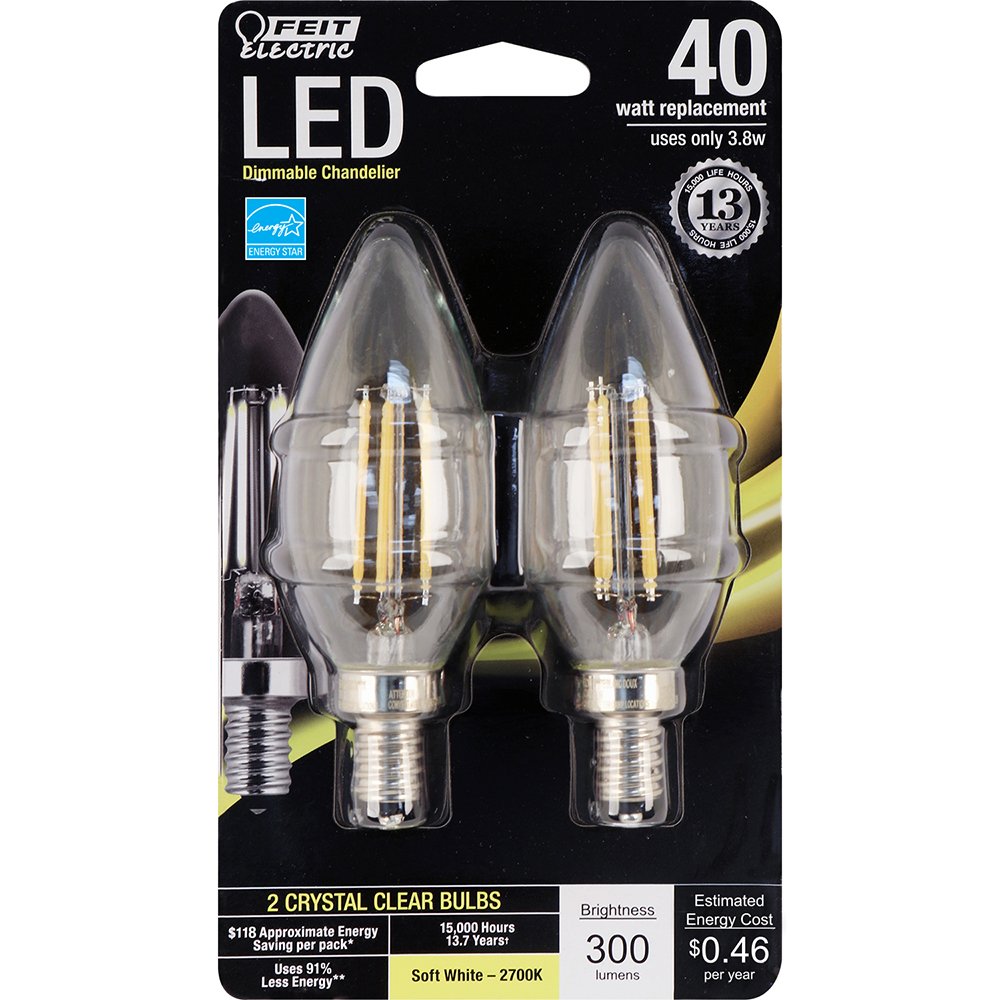 Feit Electric - Decorative Clear Glass Filament LED Dimmable