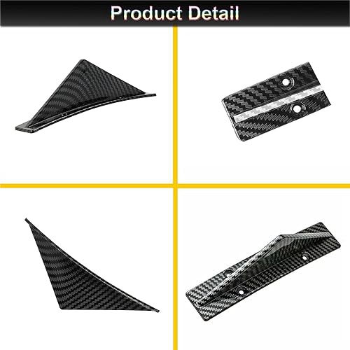 Miniatura 4 de Carridar Juego de 4 piezas de difusor de parachoques trasero de forma curvada universal de alerón de tiburón, juego de decoración de ala de labio,
