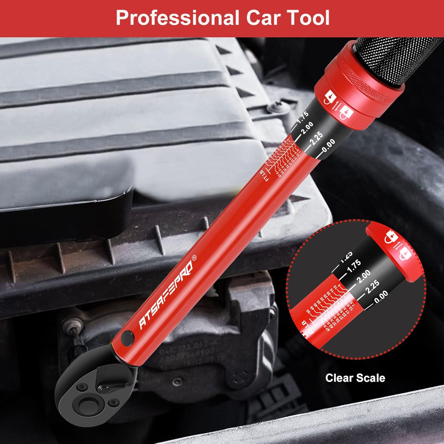 ATsafepro 3/8-Inch Drive Click Torque Wrench,Dual-Direction Adjustable,72-Tooth Dual Range Scales-5-50Ft-Lb/6.8-68Nm,Quick Release Ratchets