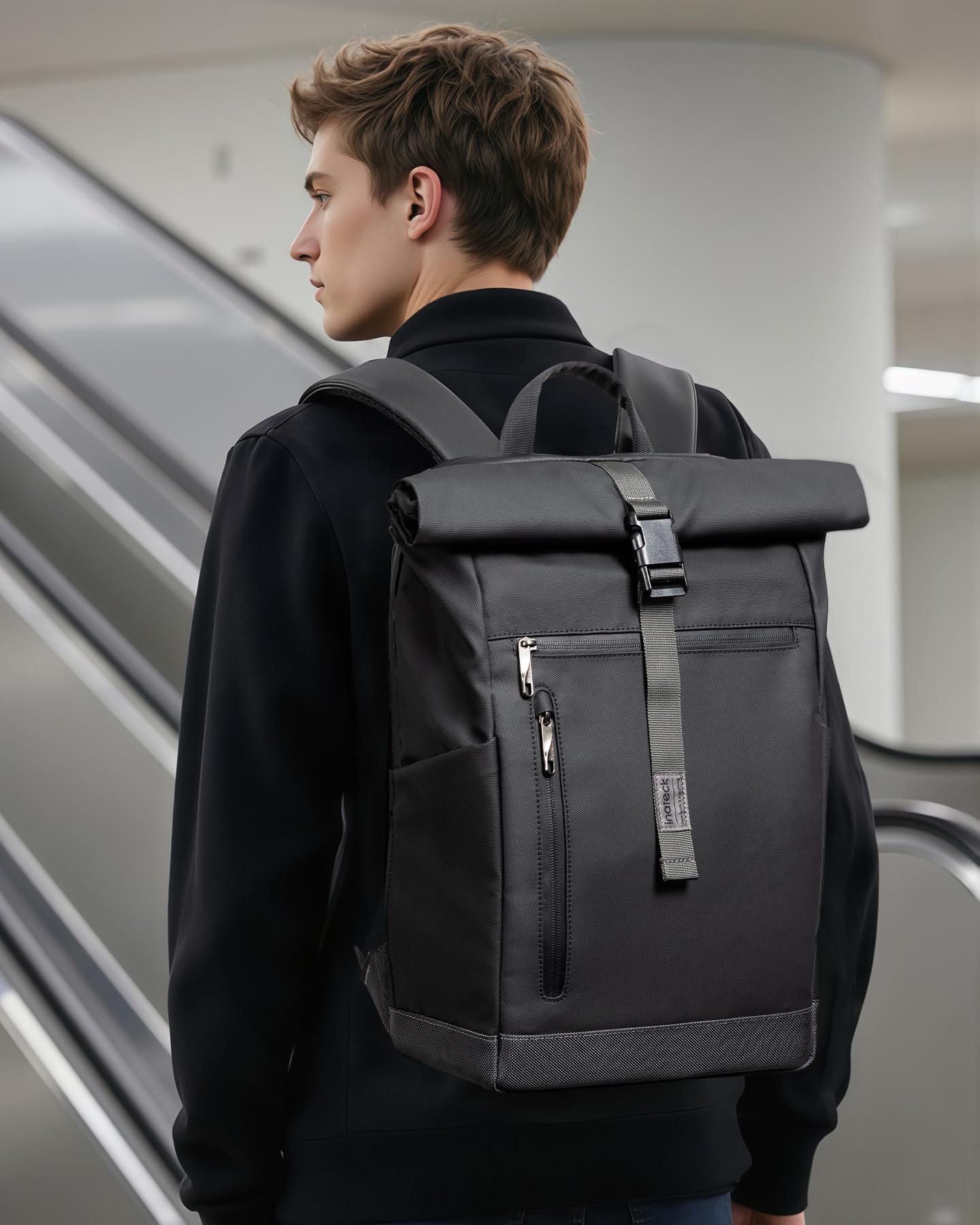 Inateck Zaino RollTop 13L-17L per Bicicletta, Tempo Libero, Lavoro, Sport, Viaggio, Elegante con Scomparto Laptop 15 Pollici