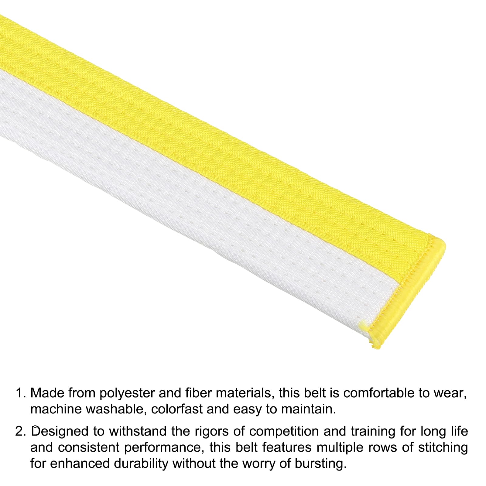 PATIKIL Taekwondo kolorowy pasek rankingowy, 3 szt., 4 cm x 180 cm, 2 m, poliestrowe paski do sztuk walki, judo karate, do trenera, praktyki dydaktycznej, biały i żółty