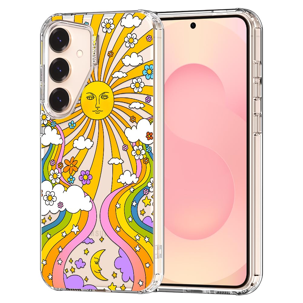 MOSNOVO Case for Samsung Galaxy S25 / Galaxy S24, [Buffertech 6.6ft Military-Grade Drop Protection] [Anti Peel Off Tech] Clear TPU Bumper Phone Case