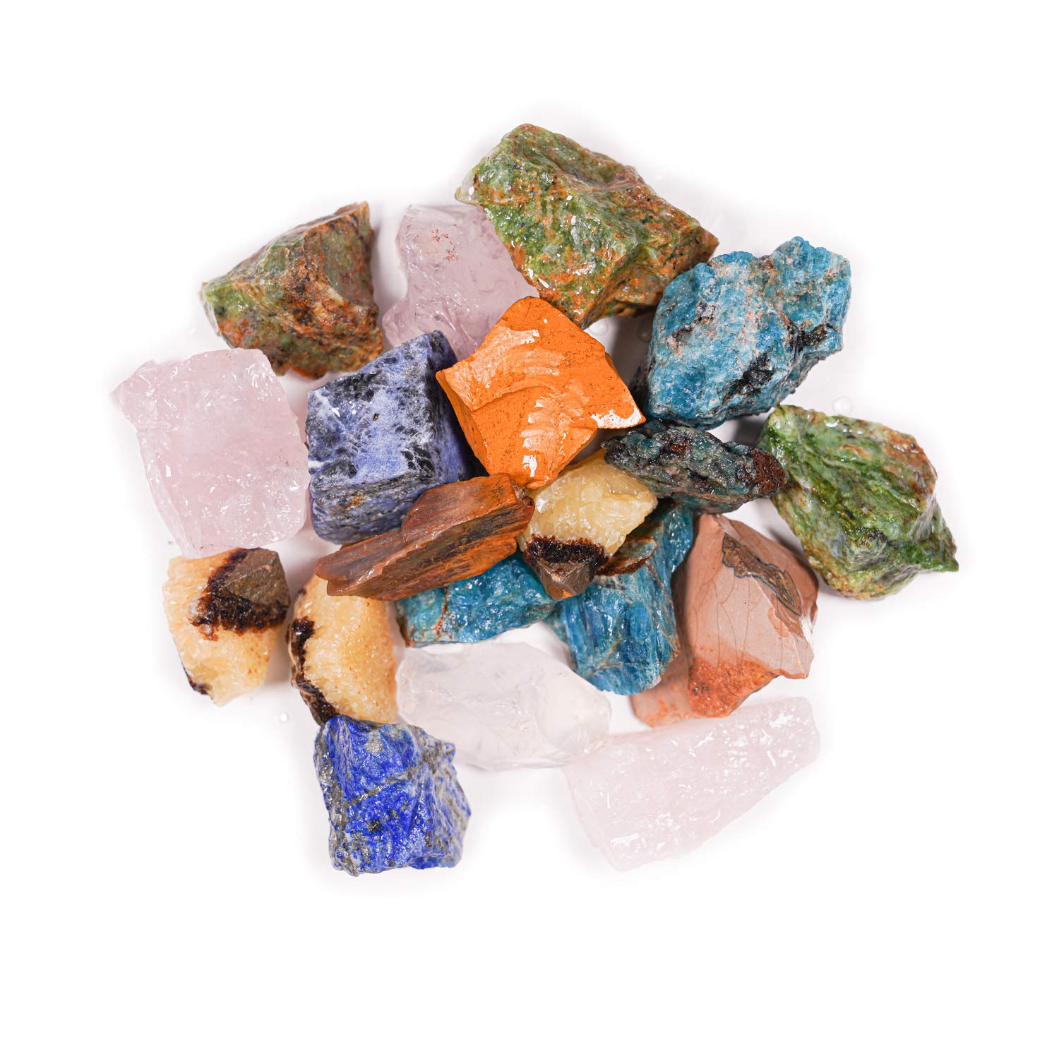 Crystal Allies Materials 3 Pounds (BEST VALUE) Bulk Rough 10Stone Assorted Brazilian Mix w/ Amethyst, Clear Quartz, Rose Quartz, Blue Quartz, Green Quartz, Sodalite, Orange Calcite, Fuchsite, Red Jasper & Citrine Large 1" Natural Raw Stones for Cabbing, Cutting, Lapidary, Tumbling & Polishing and Reiki Crystal Healing Wholesale Lot