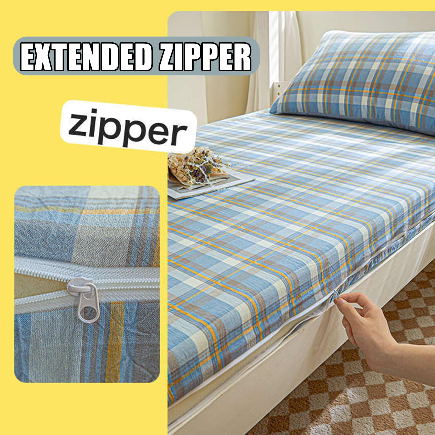 A,90x200cm(Twin), Housse De Matelas Futon 100% Cotton Taille Queen/Full avec Fermeture À Glissière Housse De Matelas De Sol Futon Japonais Tout Enveloppé Housse De Coussin De Couchage