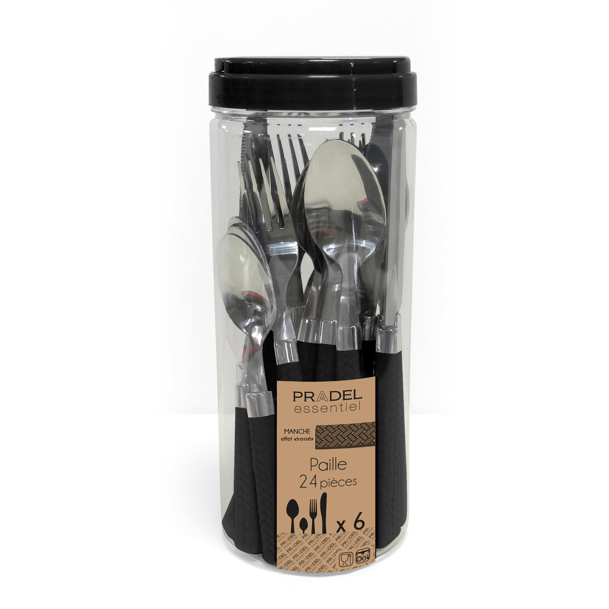 Set Di Posate Amefa Paille 24 Pezzi - Acciaio Inox Con Manico Tortora, Servizio Per 6 Persone - Foto 8