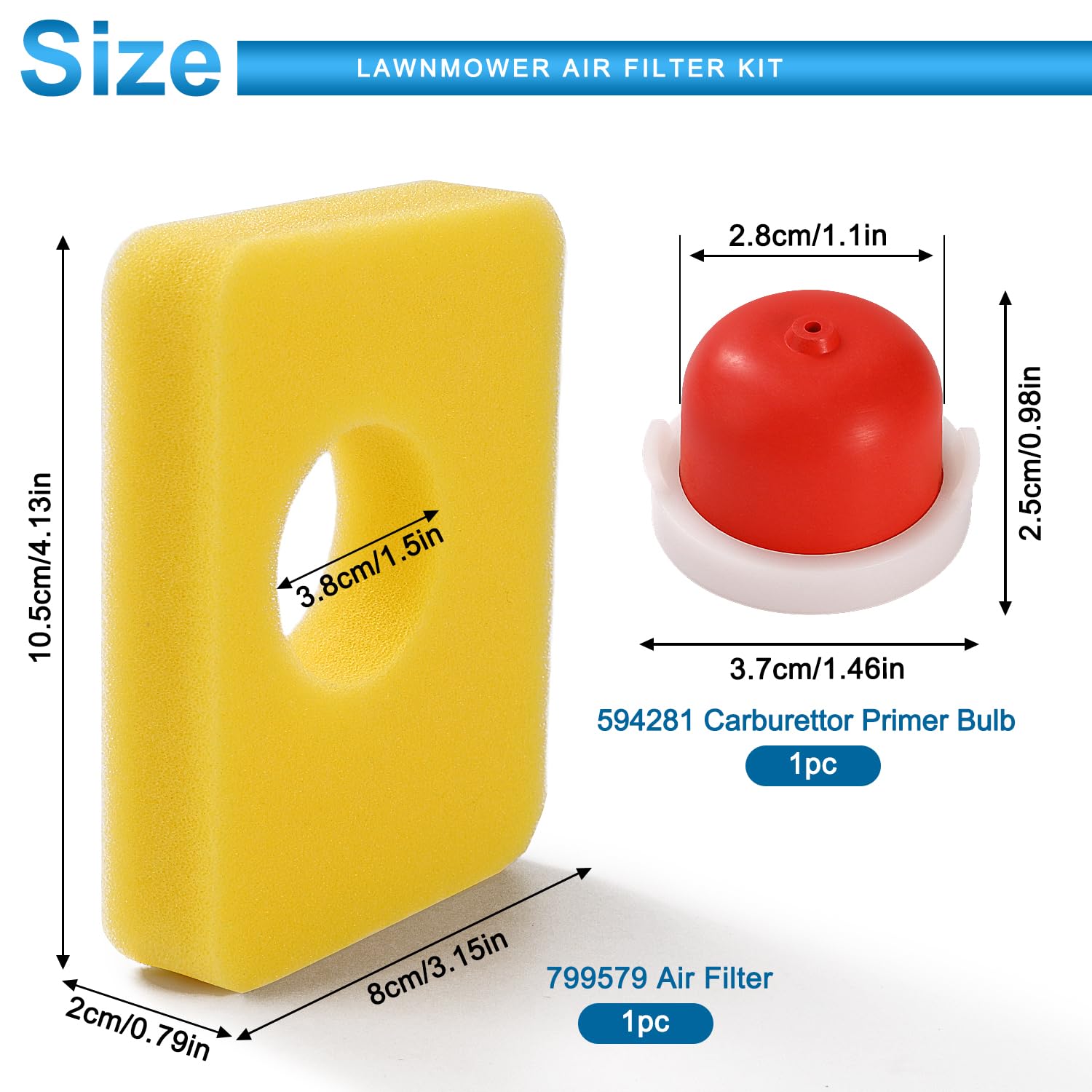 VooGenzek Air Cleaner Cover 595660 and 594281 Primer Bulb for Lawn Mower and 799579 Air Cleaner Foam Filter Replacement - Image 2