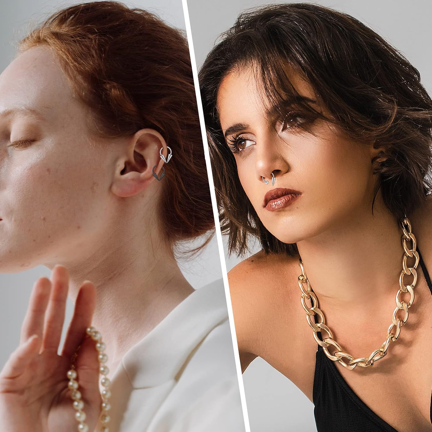 Longbeauty 16G Spike Septum Rings Horseshoe Nose Rings Hoops Rook Daith Helix Tragus Cartilage Earrings Stainless Steel Lip Rings Septum Piercing Jewelry for Women Men - Image 5