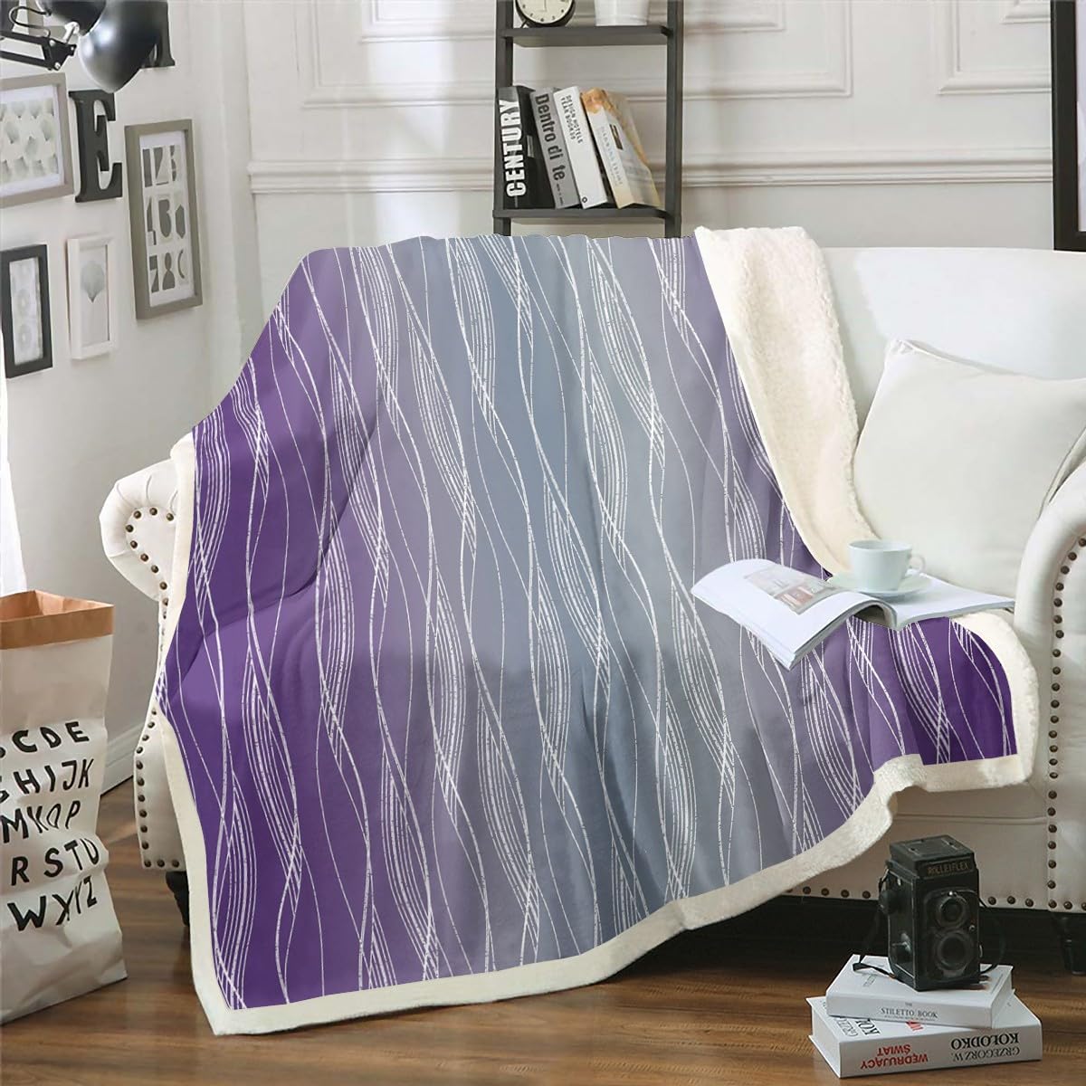 Amazon.com: Erosebridal Purple Blue Grey Throw Blanket Throw 50