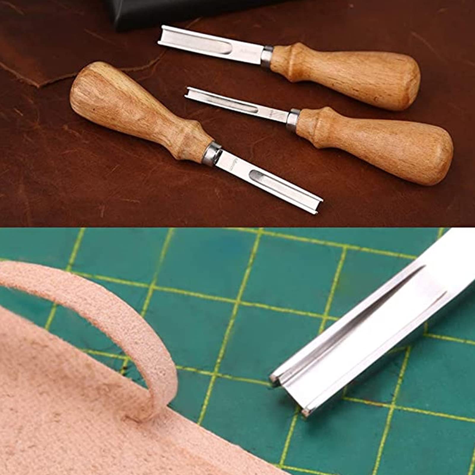 3-delige Leather Edge Beveler Tool Set - Professioneel Leren Kantensnijder Voor DIY